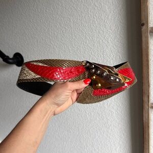 Judith Leiber ‘80’s Python Art Deco Vintage Wide Belt sz: S